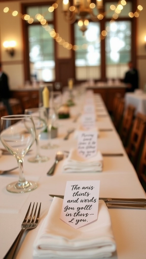 Table set for Valentine's Day with love notes.