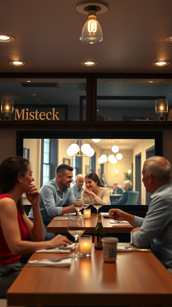 Couples enjoying their time together in a restaurant setting