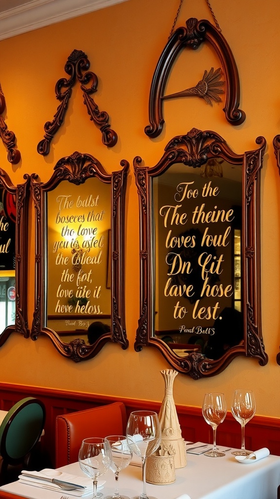 Mirrors with romantic quotes for Valentine's Day decoration