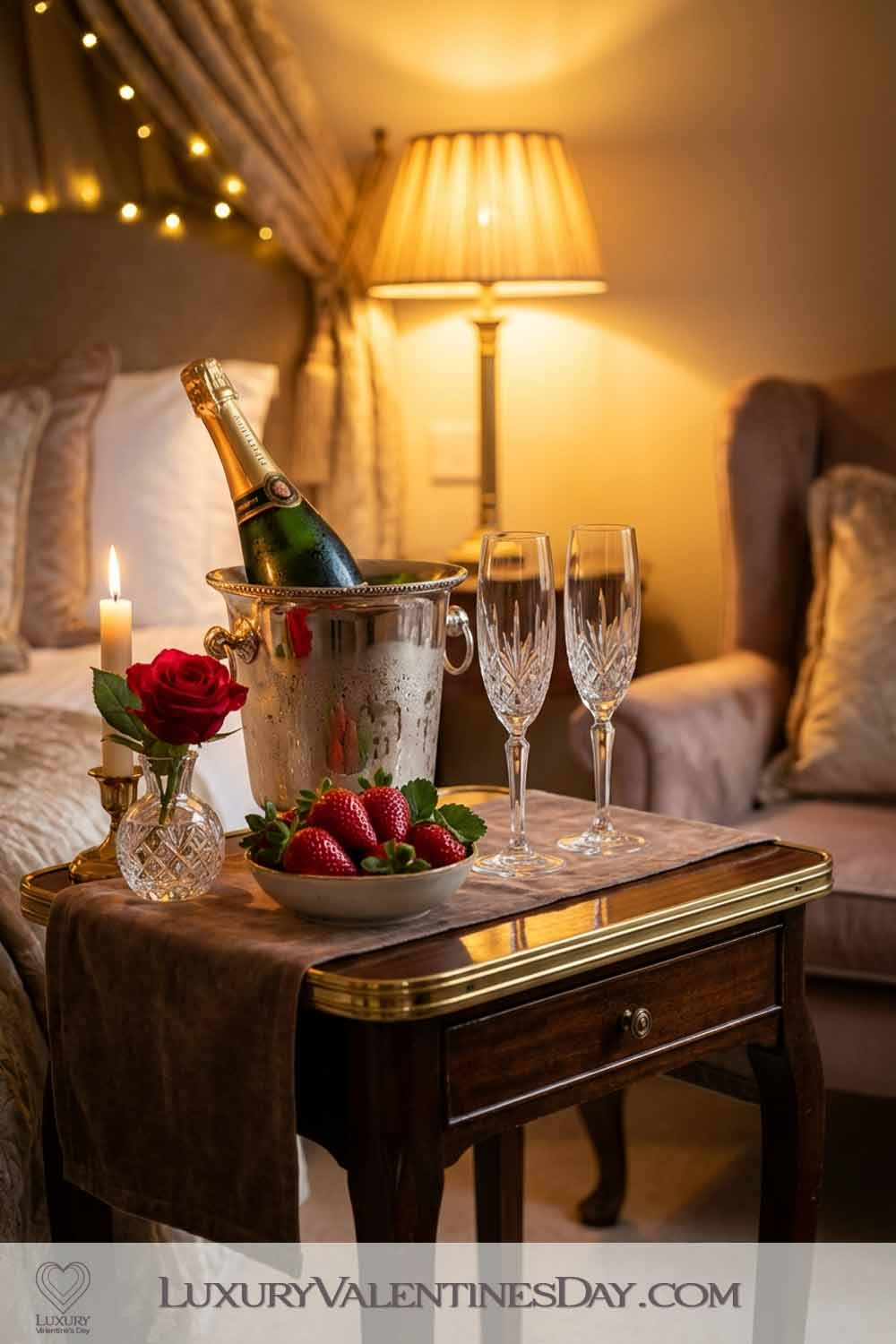 Valentines Day Bedroom Decor Ideas Champagne Wine Corn