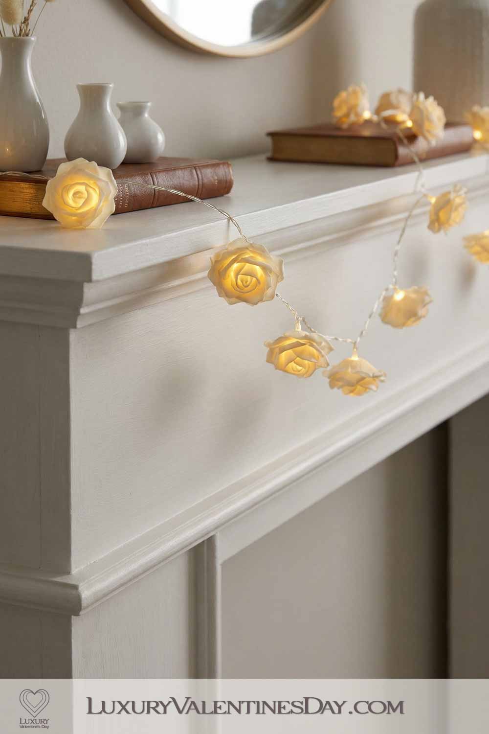 Valentines Day Party Decor Rose-Shaped String Lights