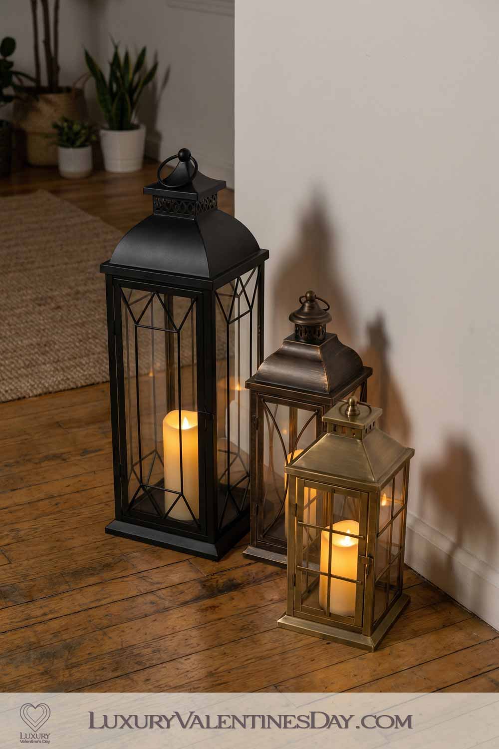 Valentines Day Party Decor Vintage Lanterns with Warm-Glow Bulbs