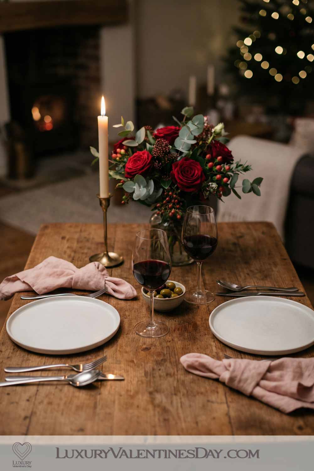 Valentines Day Party Decor Romantic Table Setting for Two