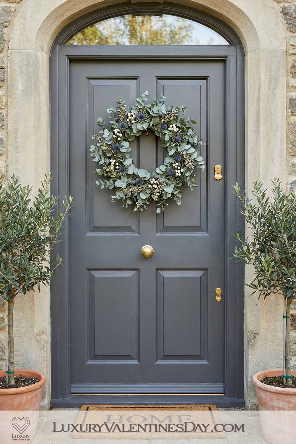 Valentines Day Party Decor Wreath on the Front Door